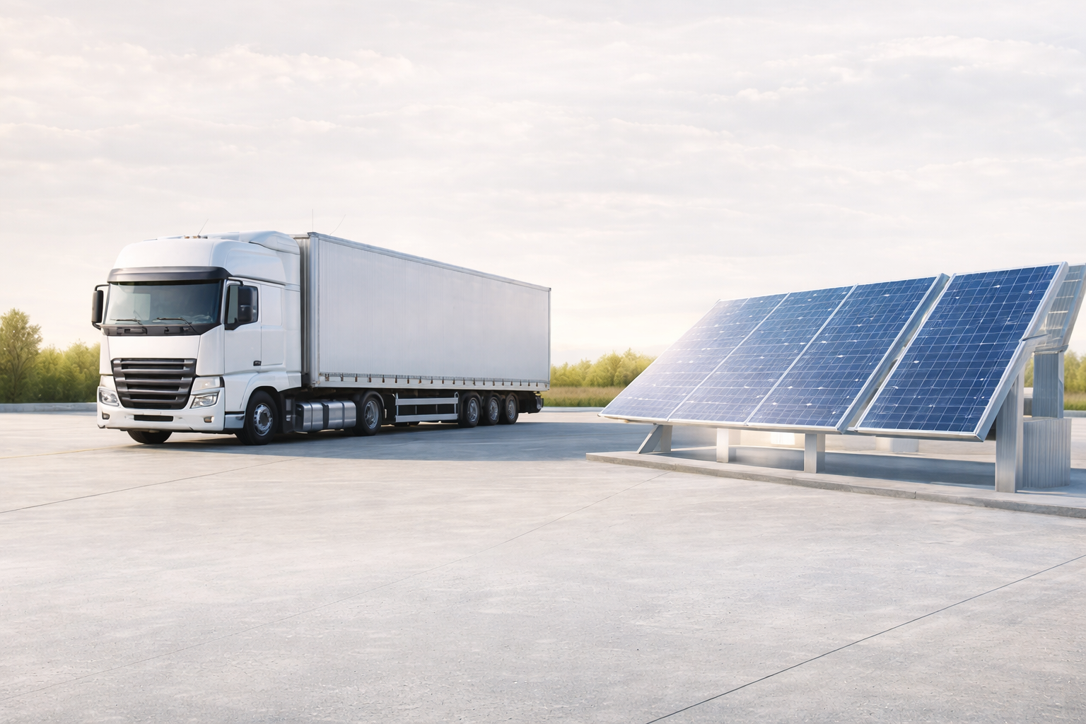 Truck and solar panels